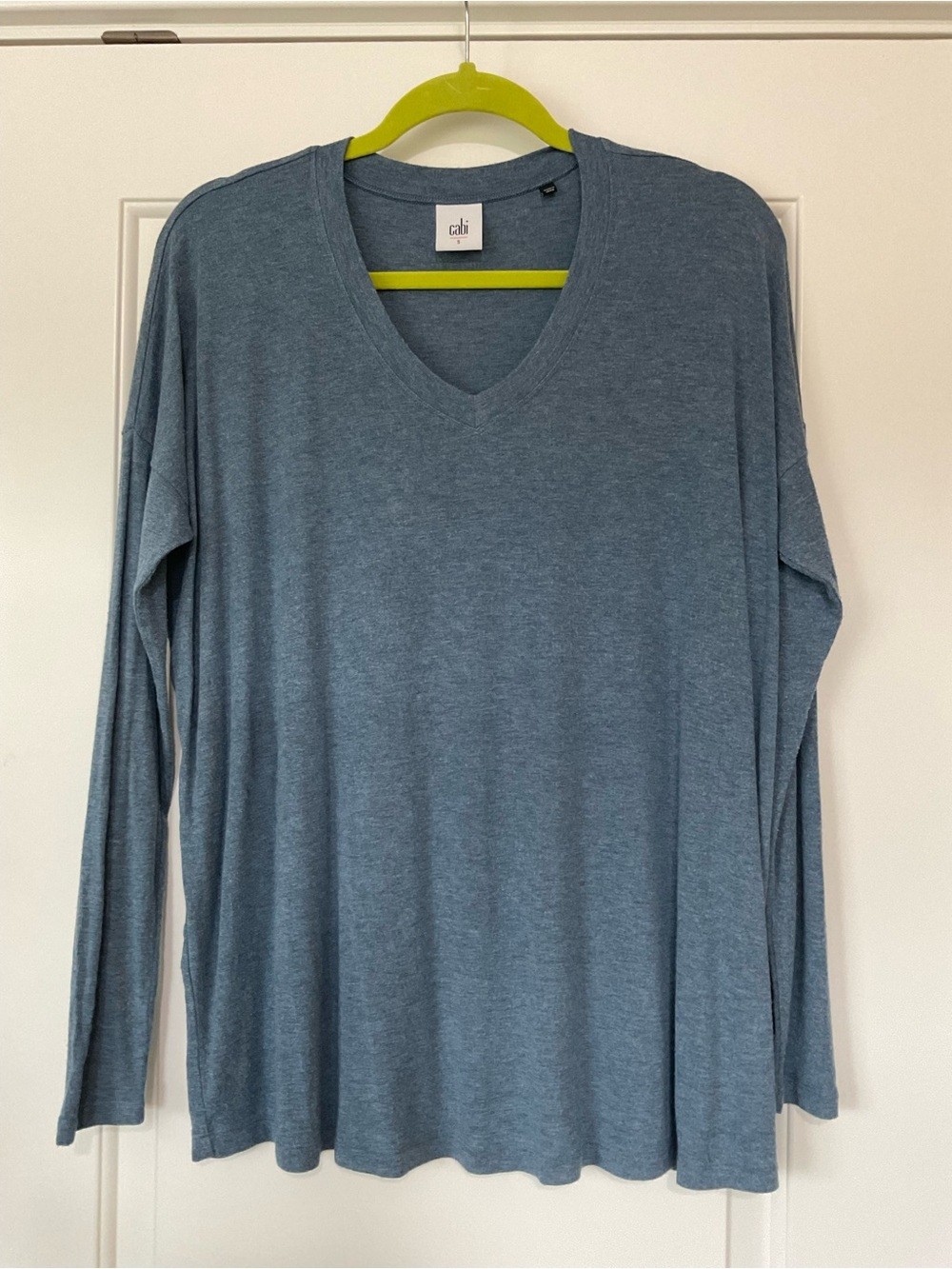 CAbi Heathered Blue V-Neck Top